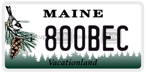 800BEC license plate in Maine