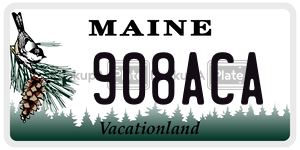 908ACA license plate in Maine