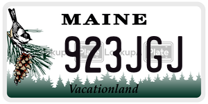 923JGJ license plate in Maine
