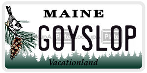 GOYSLOP  license plate in ME