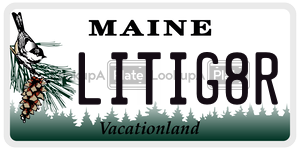 LITIG8R  license plate in ME
