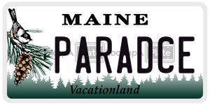PARADCE license plate in Maine