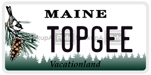 TOPGEE license plate in Maine