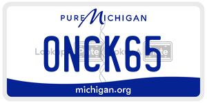 0NCK65 license plate in Michigan