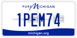 1PEM74 license plate in Michigan