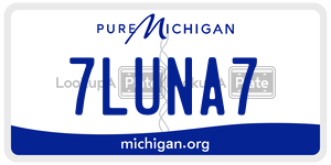 7LUNA7 license plate in Michigan