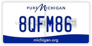 8QFM86 license plate in Michigan