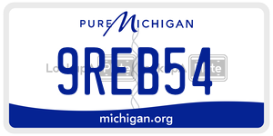 9REB54  license plate in MI