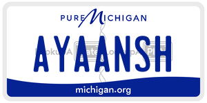 AYAANSH license plate in Michigan
