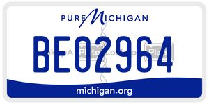 BE02964 license plate in Michigan