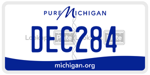 DEC284 license plate in Michigan