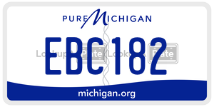 EBC182 license plate in Michigan