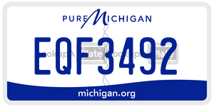 EQF3492 license plate in Michigan