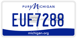 EUE7288 license plate in Michigan