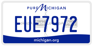 EUE7972 license plate in Michigan