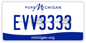 EVV3333 license plate in Michigan