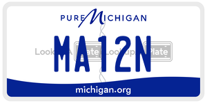 MA12N license plate in Michigan