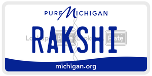 RAKSHI license plate in Michigan