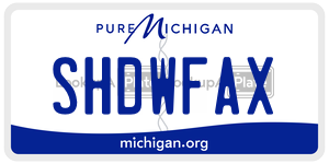SHDWFAX license plate in Michigan