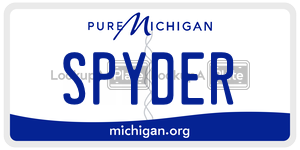 SPYDER license plate in Michigan
