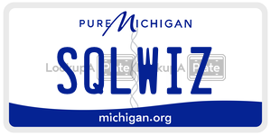 SQLWIZ license plate in Michigan