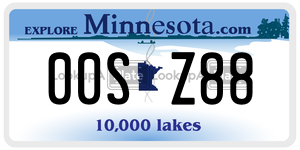 00SZ88  license plate in MN