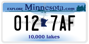 0127AF license plate in Minnesota