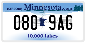 0809AG license plate in Minnesota