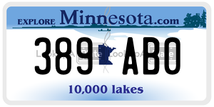 389AB0 license plate in Minnesota