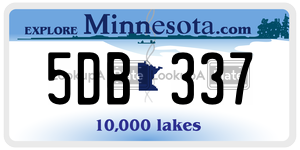 5DB337  license plate in MN