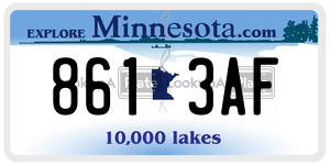 8613AF license plate in Minnesota