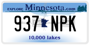 937NPK license plate in Minnesota