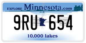 9RU654 license plate in Minnesota