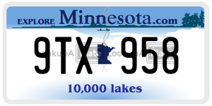 9TX958  license plate in MN