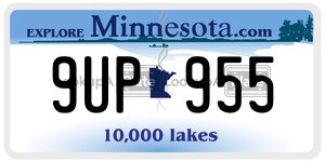 9UP955 license plate in Minnesota