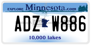 ADZW886  license plate in MN