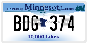 BDG374 license plate in Minnesota