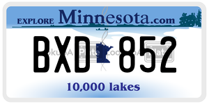 BXD852 license plate in Minnesota