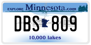 DBS809 license plate in Minnesota