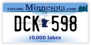 DCK598 license plate in Minnesota