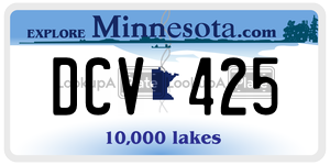 DCV425 license plate in Minnesota