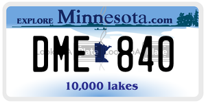 DME840 license plate in Minnesota