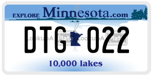 DTG022 license plate in Minnesota