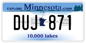 DUJ871 license plate in Minnesota