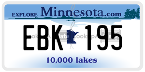 EBK195 license plate in Minnesota