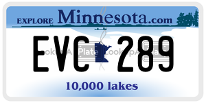 EVC289 license plate in Minnesota