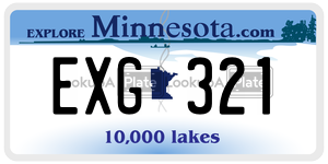 EXG321 license plate in Minnesota
