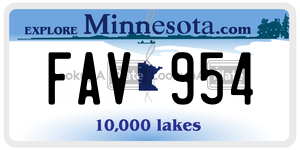 FAV954 license plate in Minnesota
