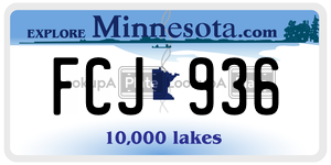 FCJ936 license plate in Minnesota