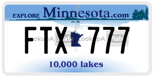 FTX777 license plate in Minnesota